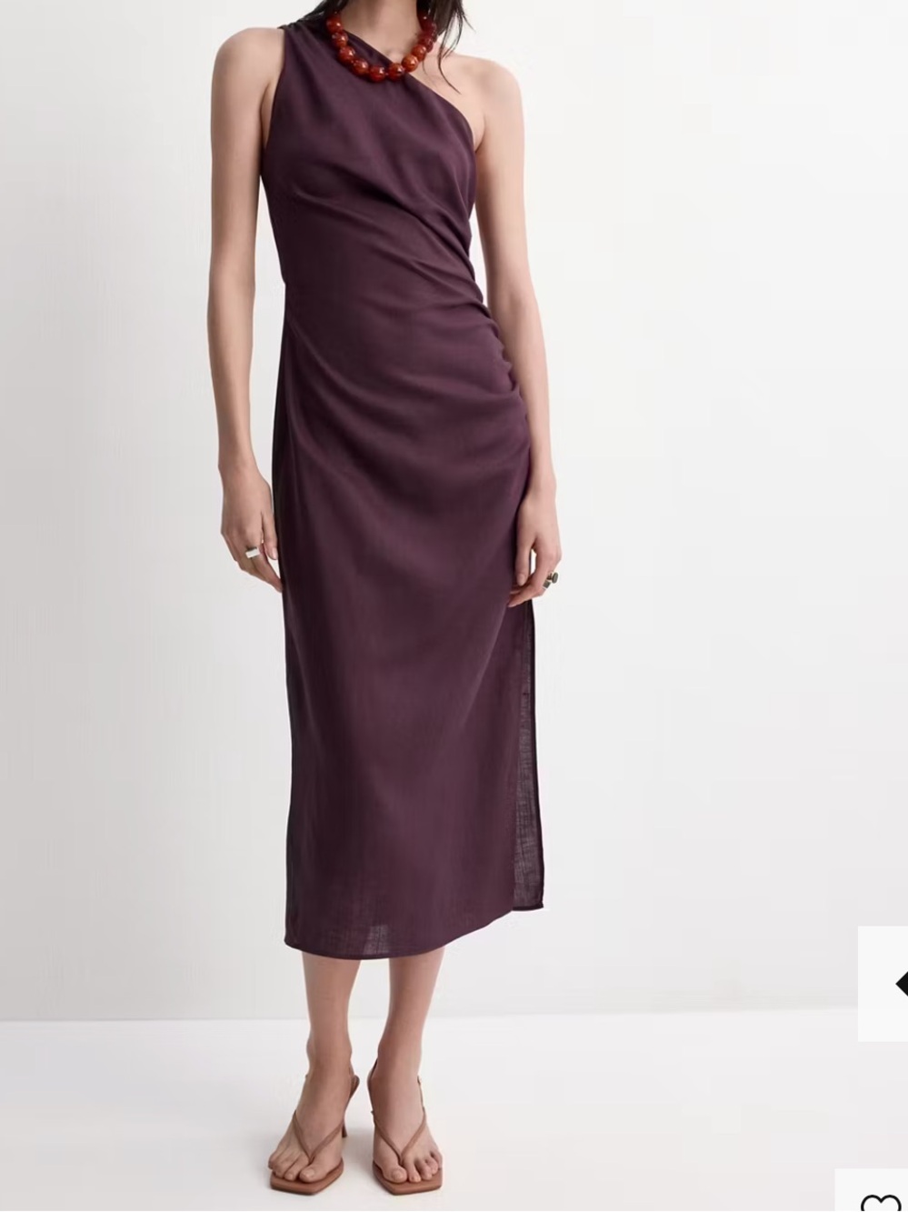 Mango One-Shoulder Plum Evening Gown ASYMMETRICAL DRESS WITH SIDE SLIT 5827